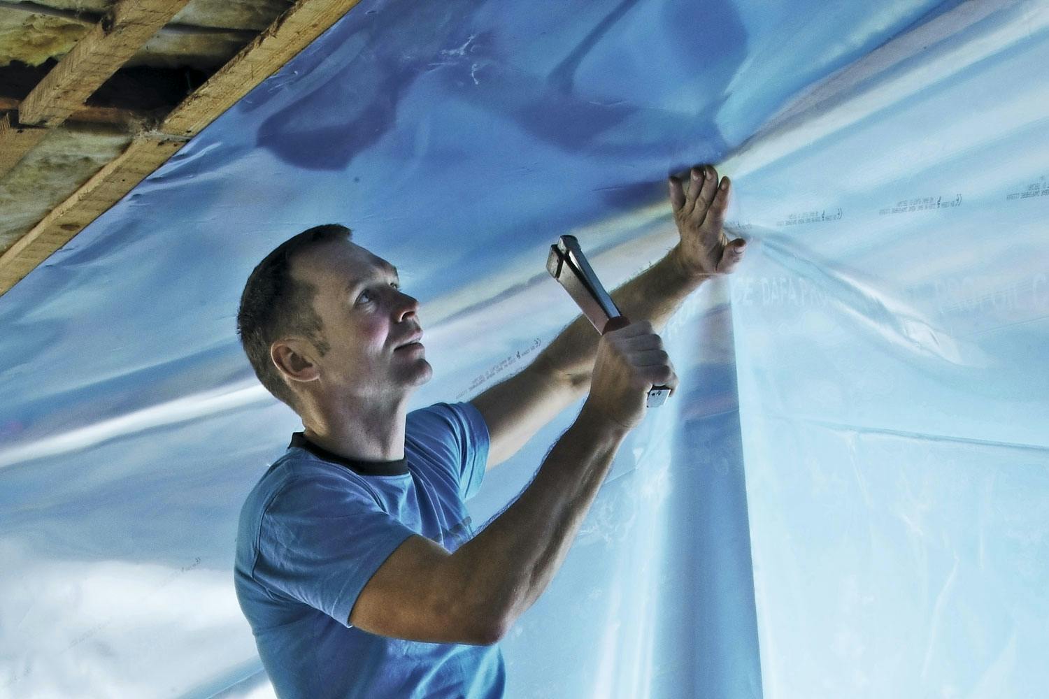 Dampspærre loft Dampspærre loft: Dampspærre placeret på den varme side af isolering